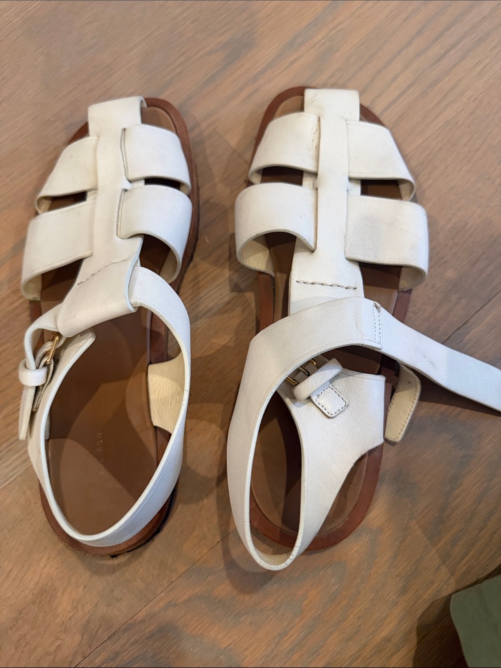The Row Women’s White Leather Fisherman Sandals
